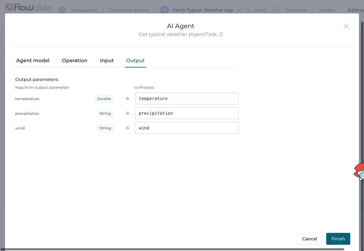 Agent task output binding