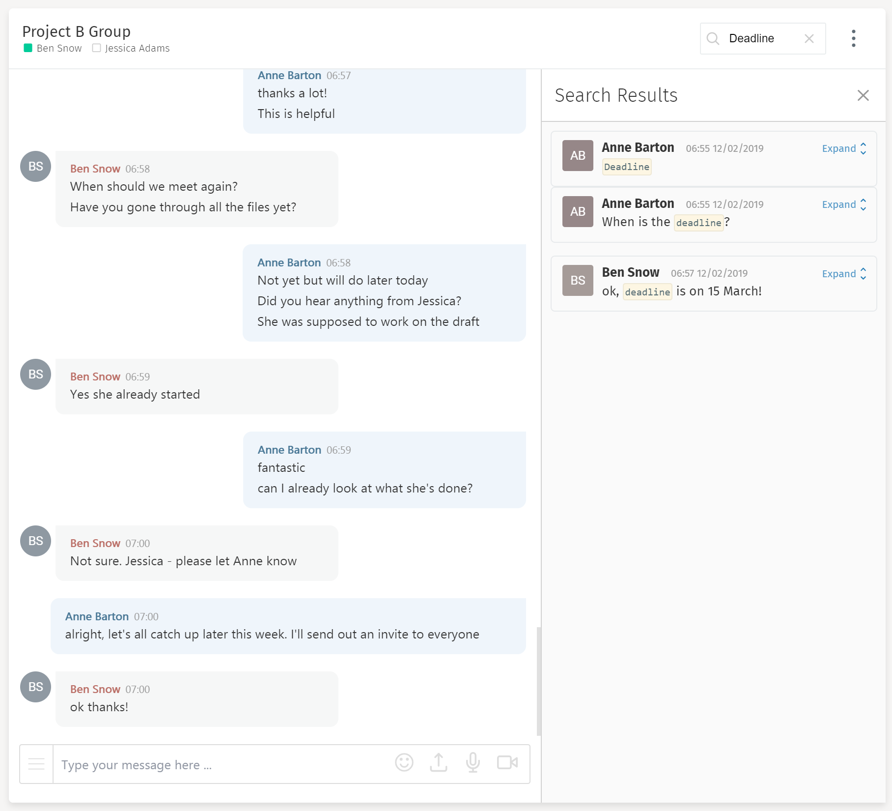 321 conversation history search