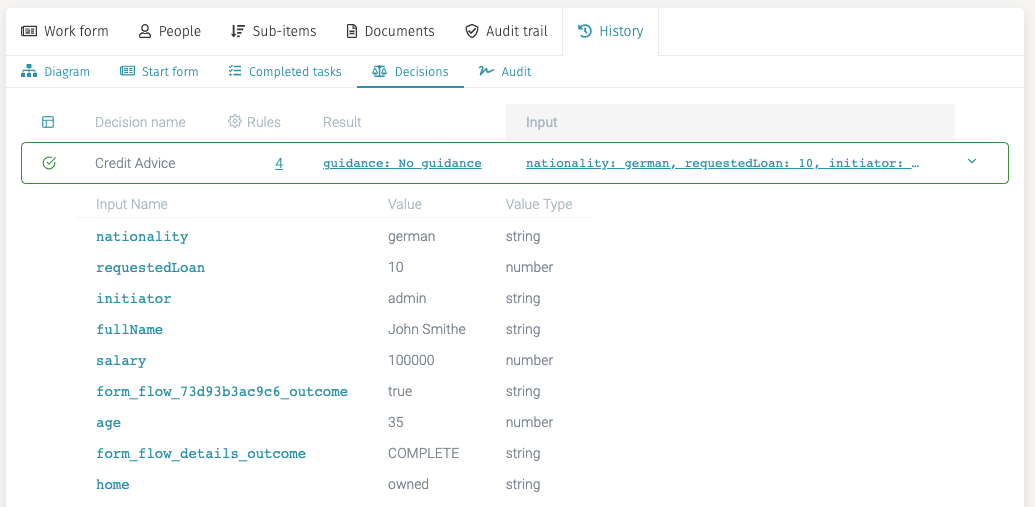 42 work tabs history decisions input