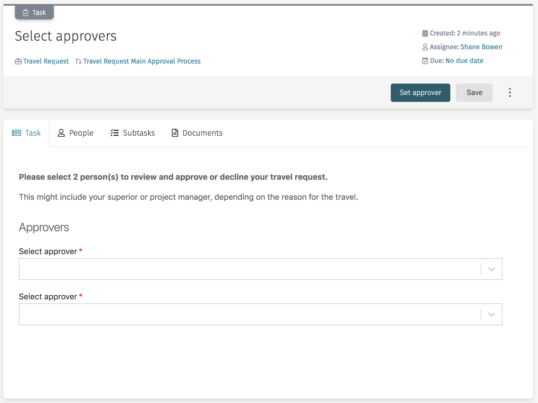 50 select approvers task