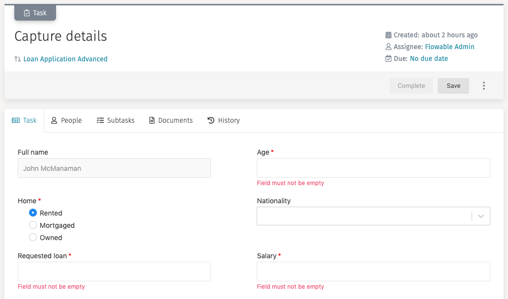 52 tasks details task mandatory fields