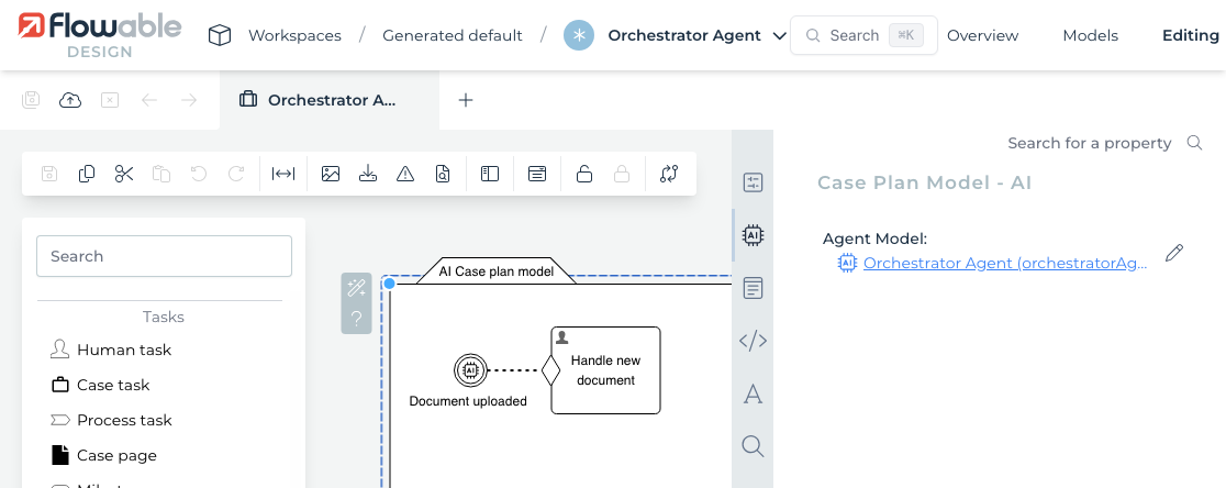 Linking an Orchestrator Agent in a CMMN model