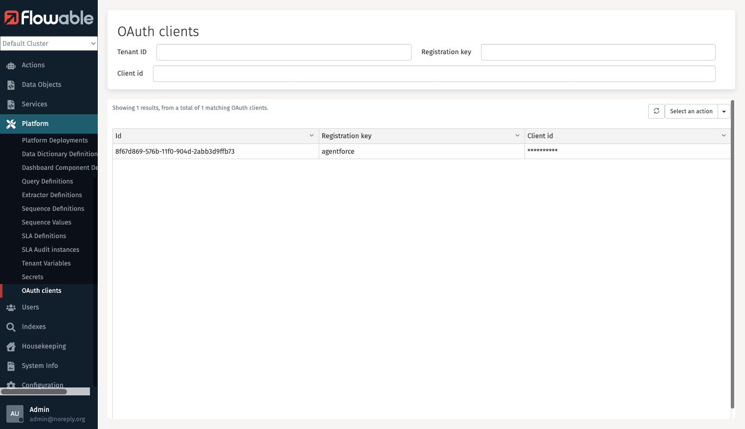 OAuth secret configuration in Flowable Control