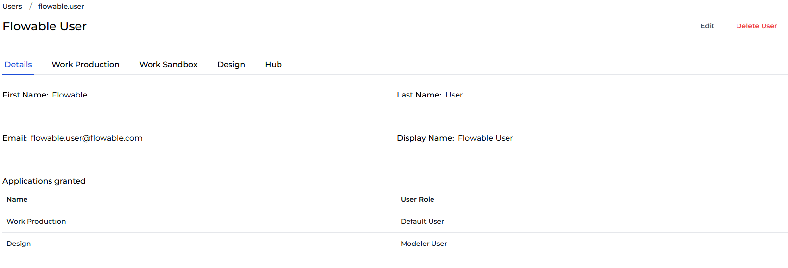 User details view
