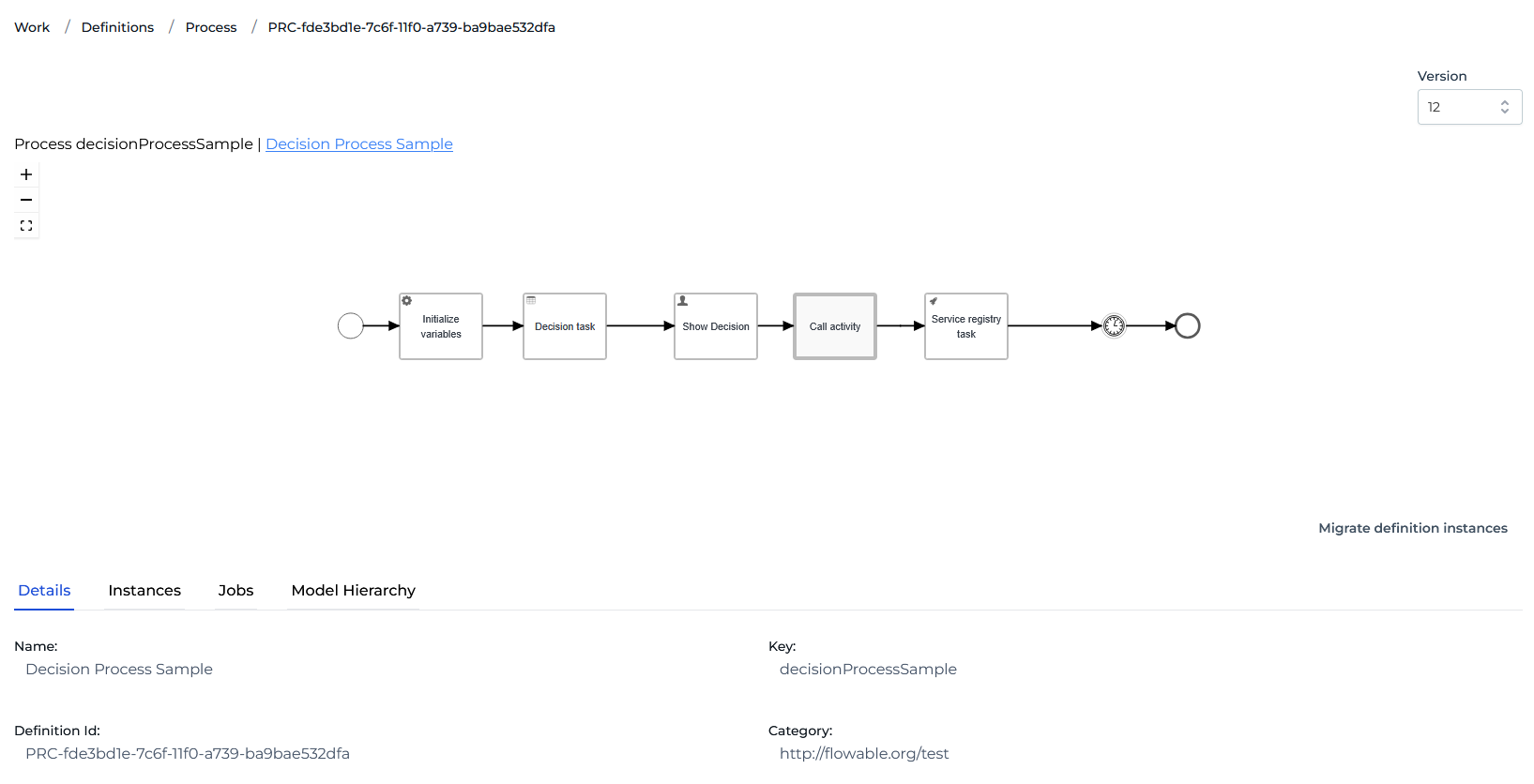 instance details tab