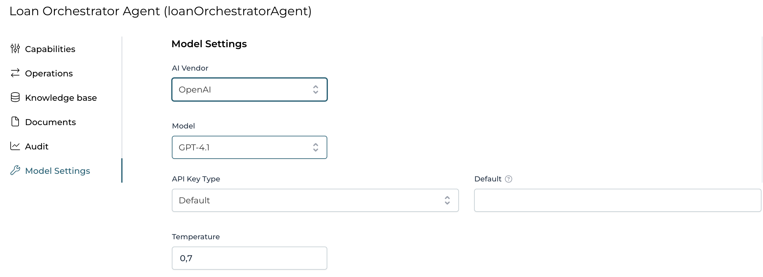 Orchestrator agent example - Model Settings