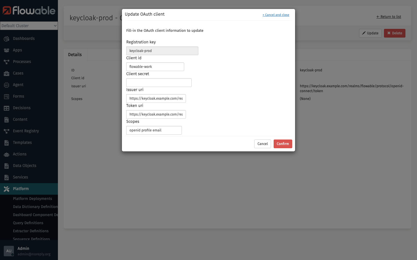 Update OAuth Client