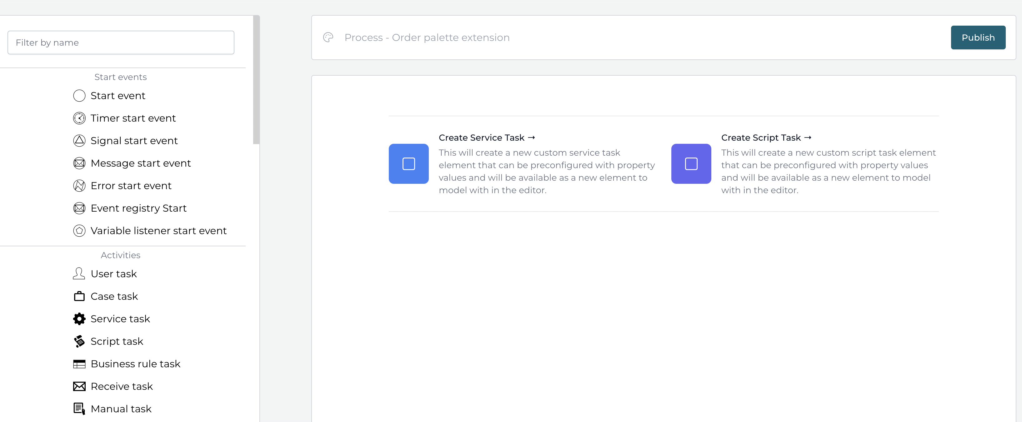 Initial Palette editor view