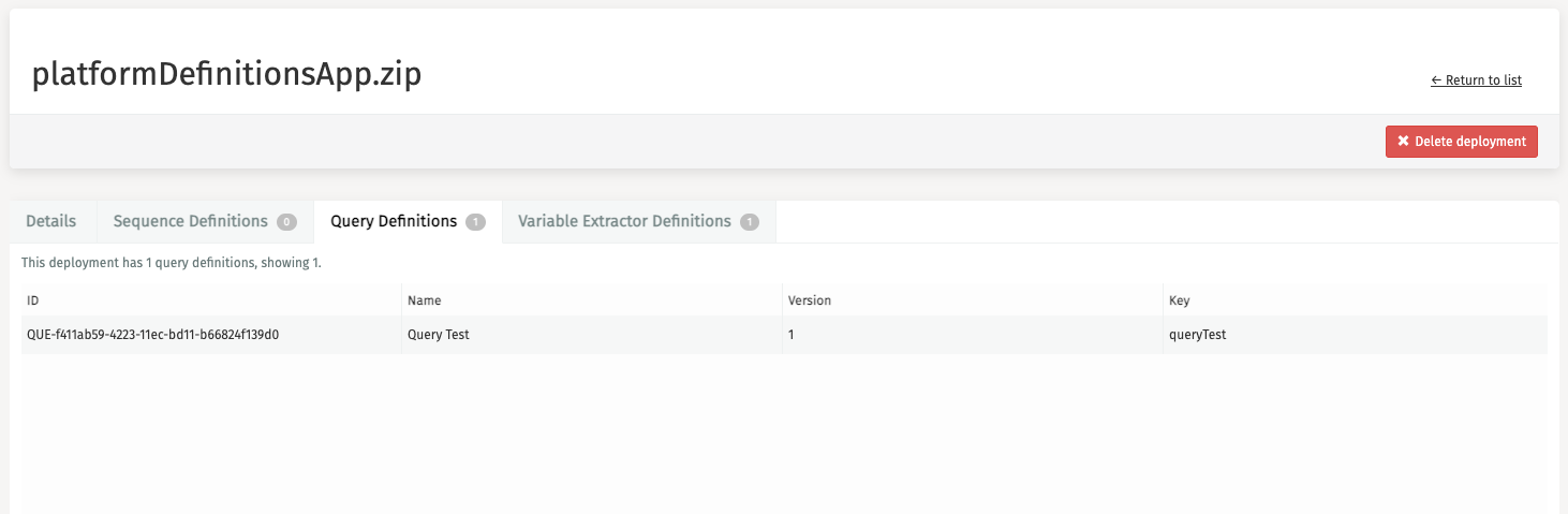 Platform Deployment Query Definitions