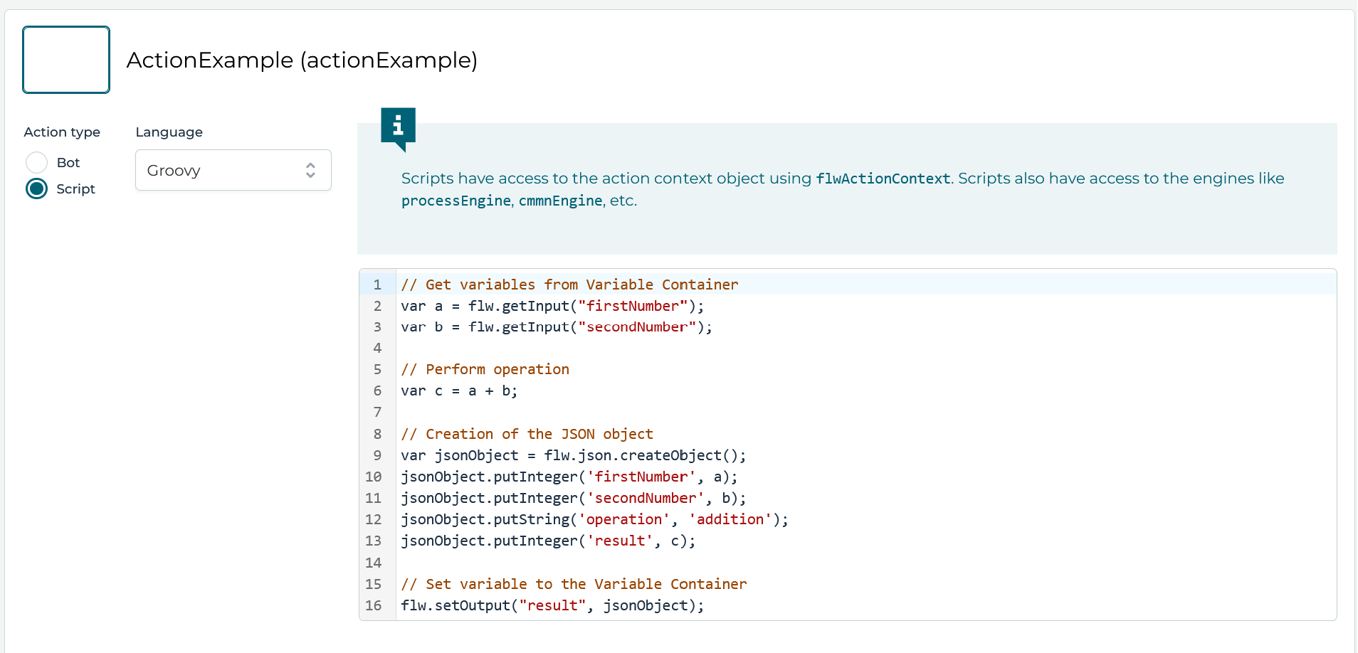 Scripts in Action Bots