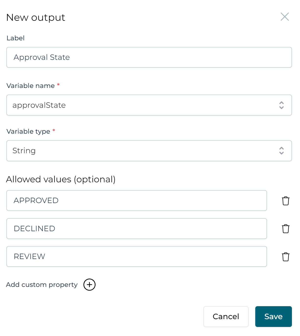 create decision output