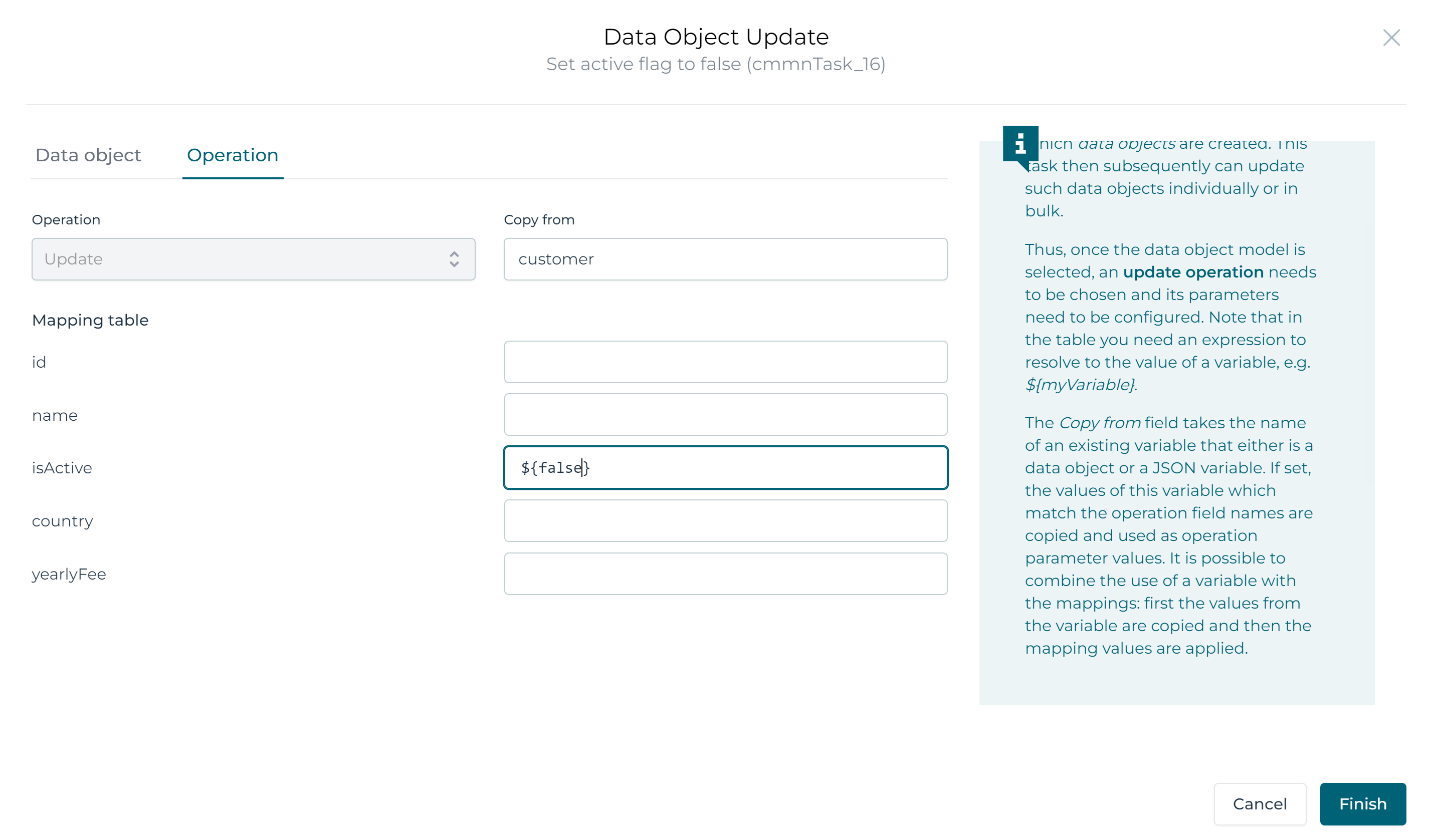 Data Object CMMN Example