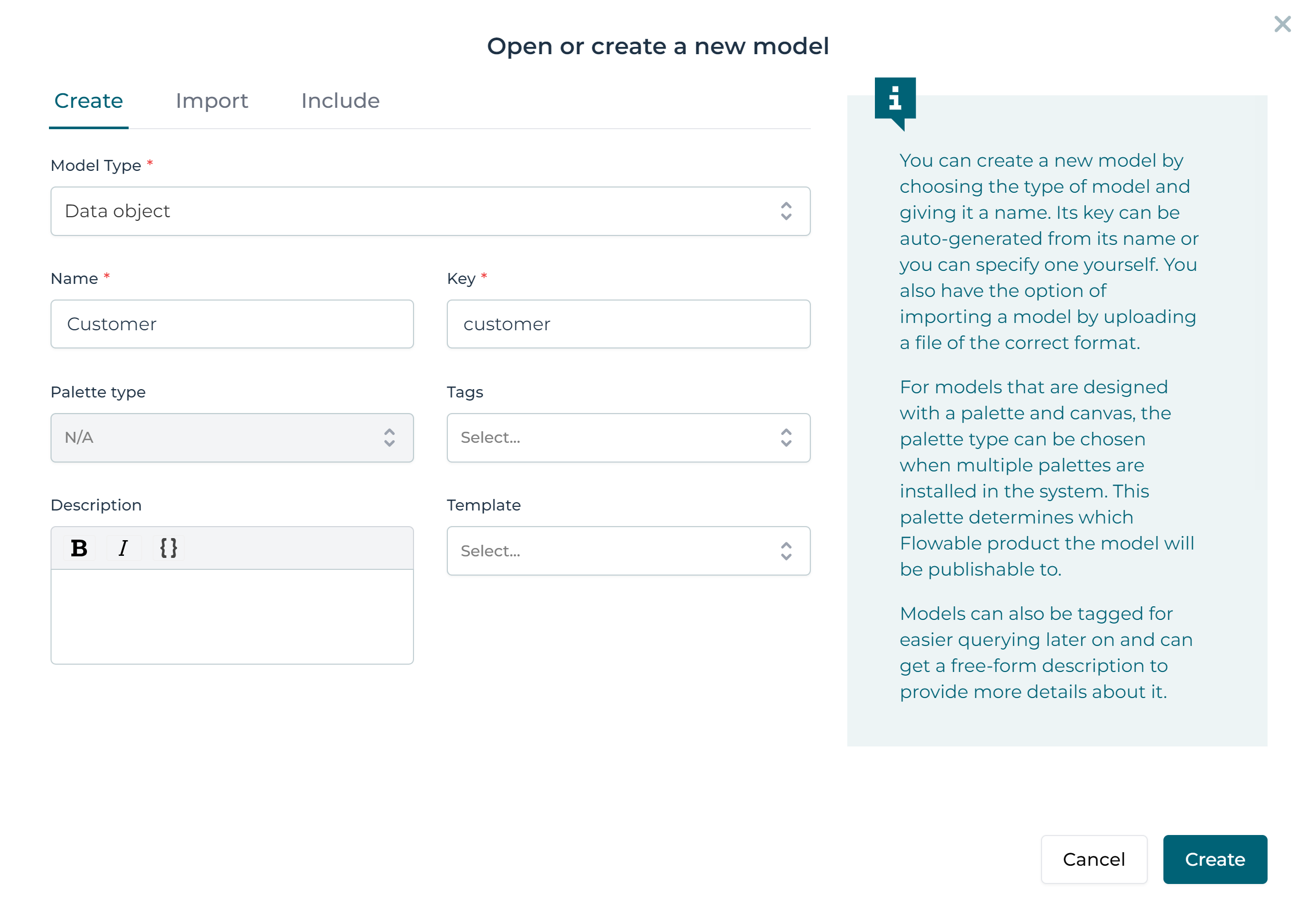 Create data object model