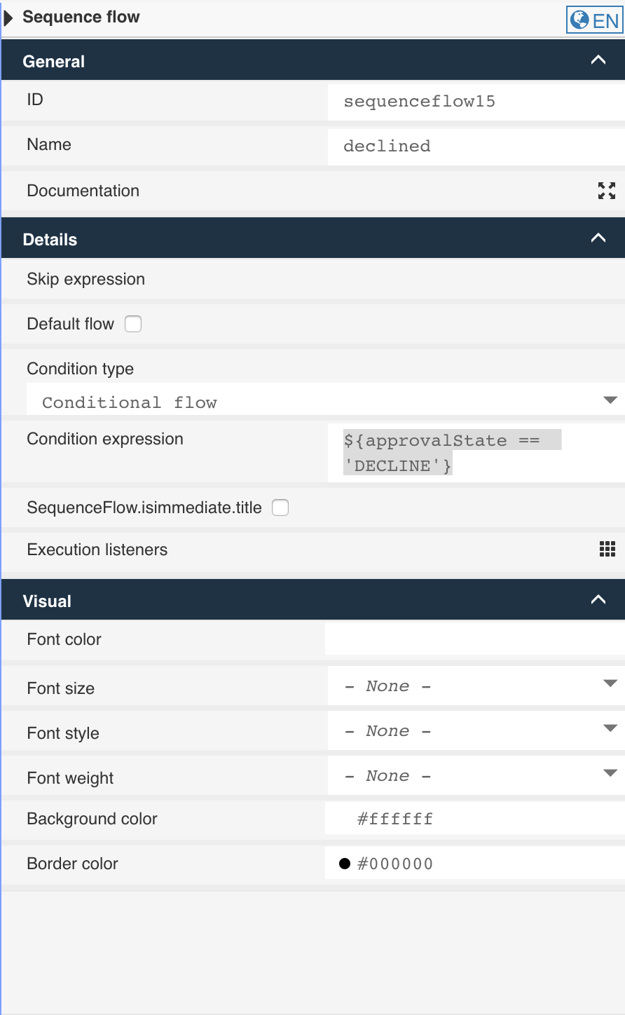 set sequence flow condition