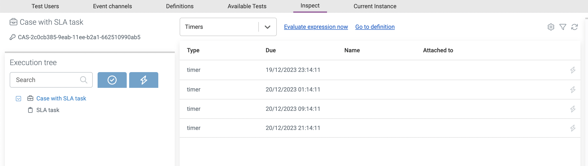 SLA timers in Inspect