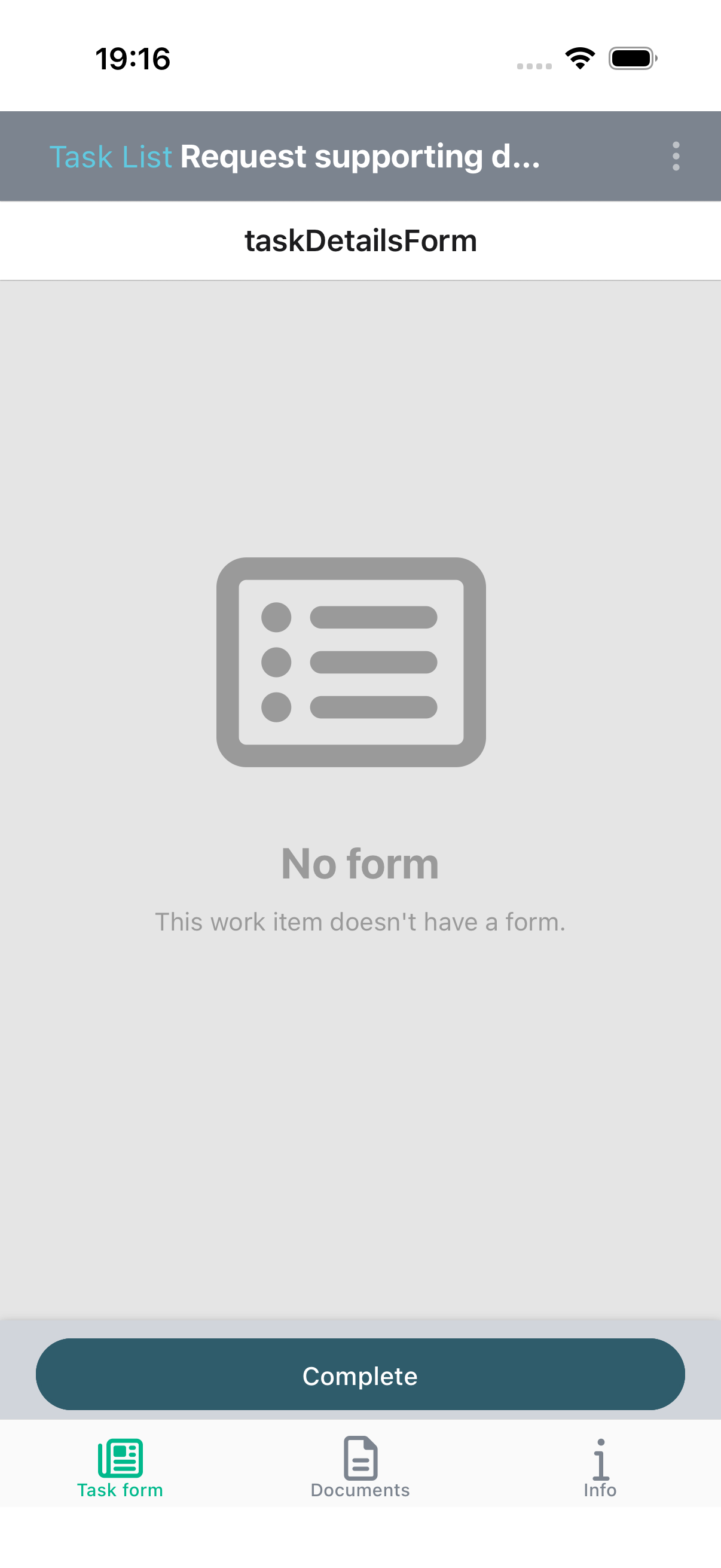 Task form tab