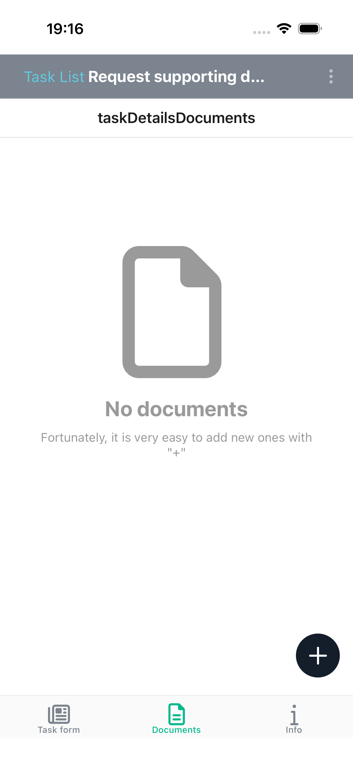 Task documents tab
